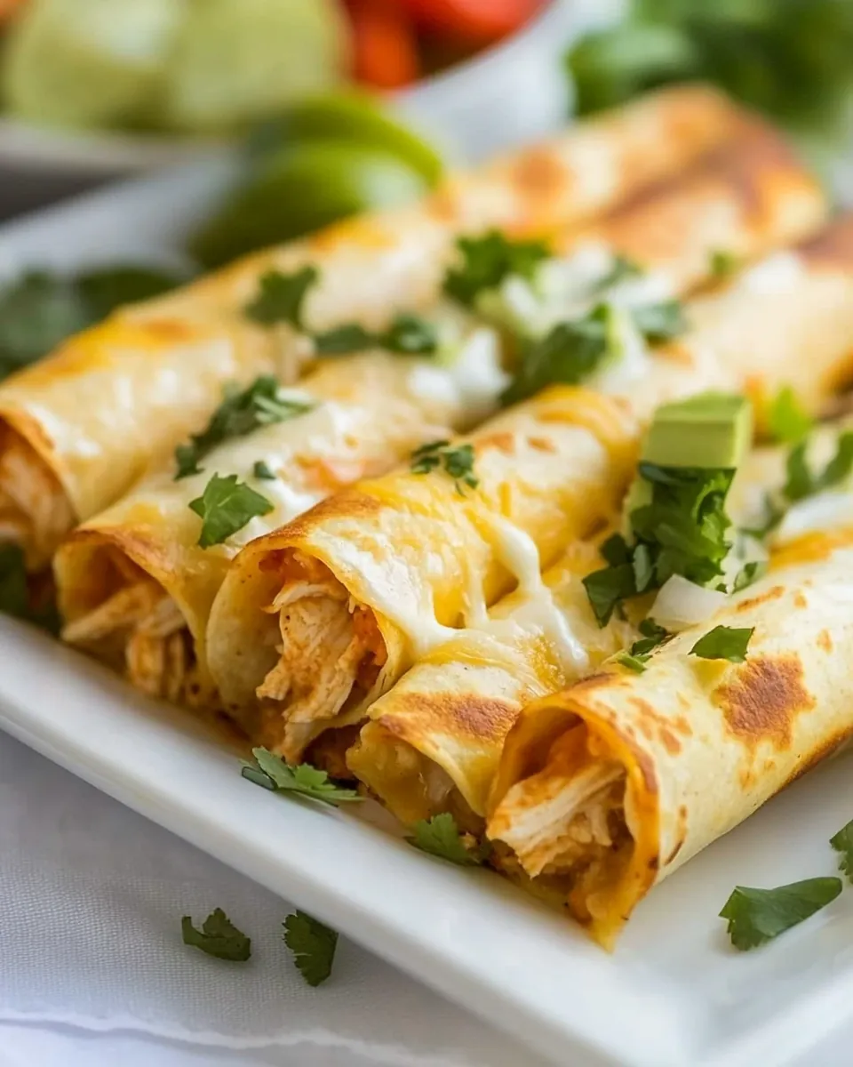 Baked Creamy Cheesy Chicken Flautas