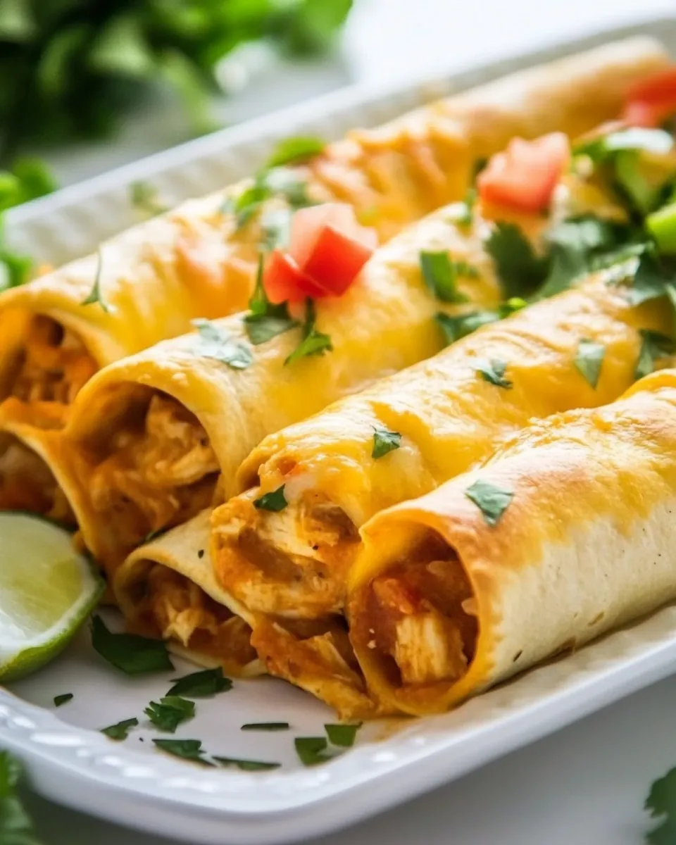Baked Creamy Cheesy Chicken Flautas