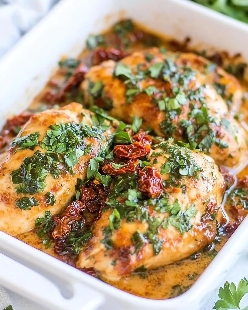 Baked Creamy Sun-Dried Tomato Chicken