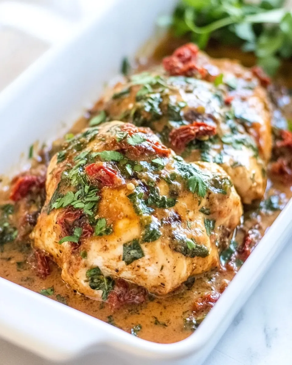 Baked Creamy Sun-Dried Tomato Chicken