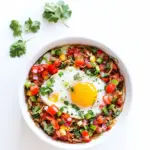 Baked Eggs with Shredded Chicken and Salsa