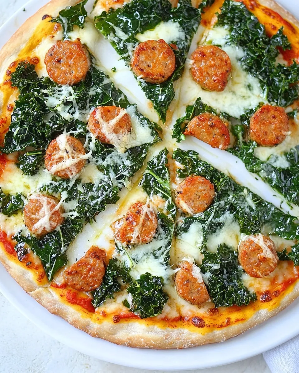 Balsamic Kale Chicken Sausage Pizza