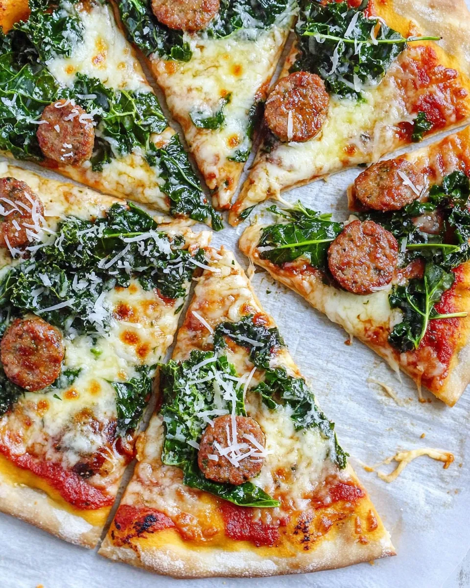 Balsamic Kale Chicken Sausage Pizza