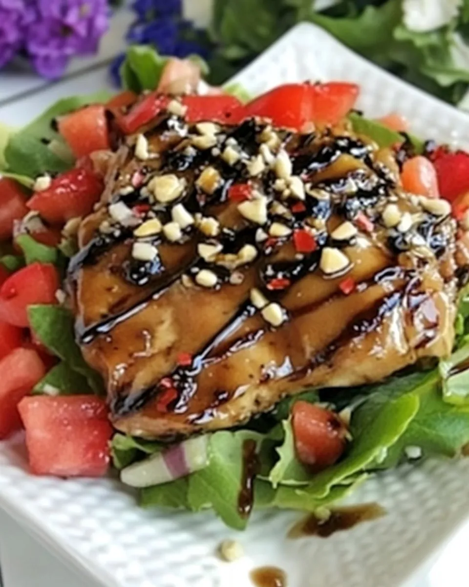 Balsamic Marinated Chicken Over Salad