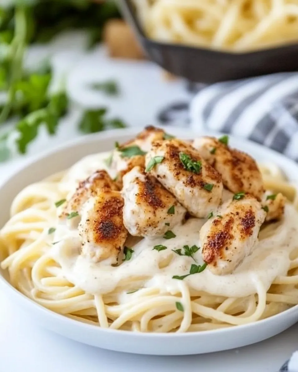 Blackened Chicken Alfredo Pasta