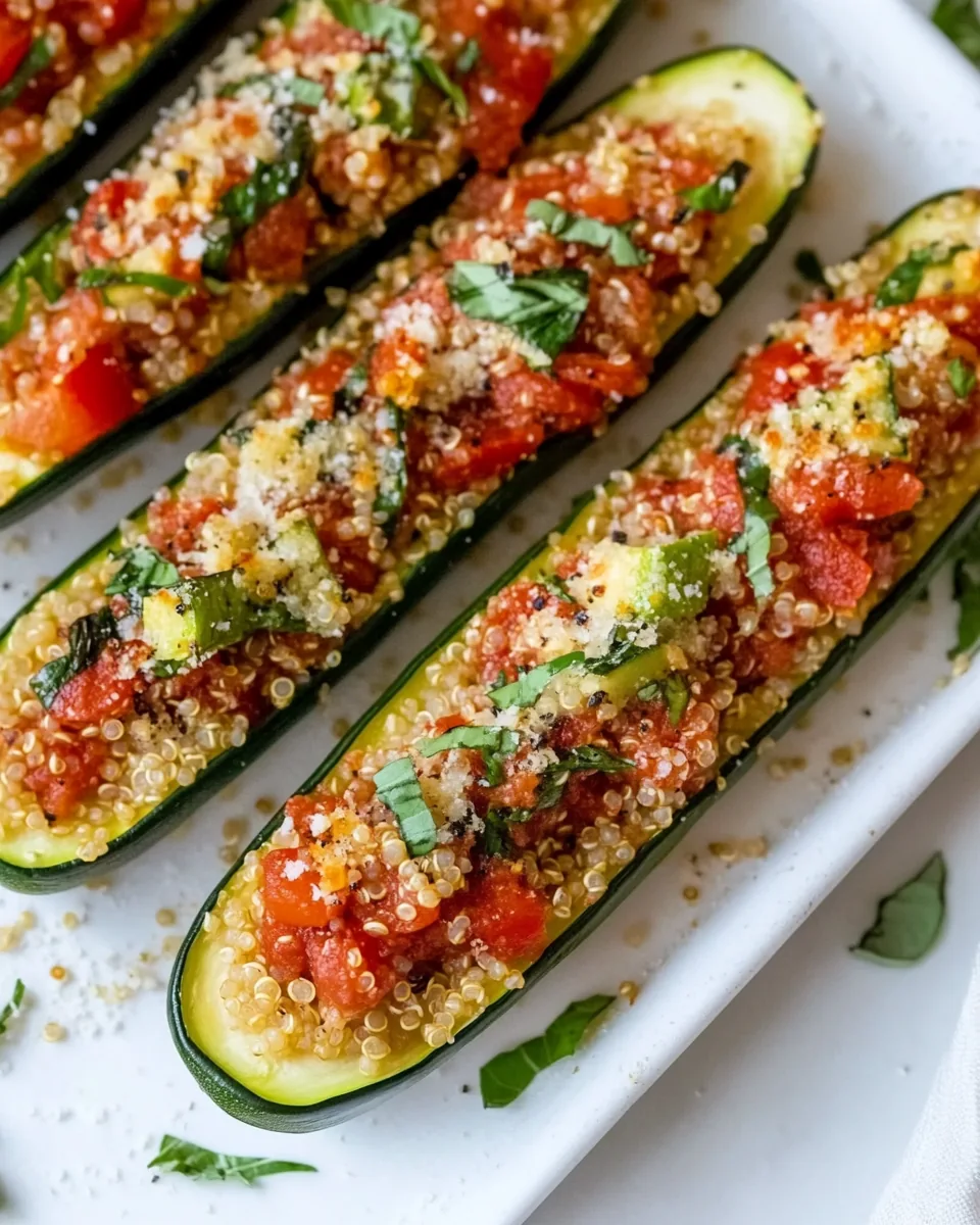 Bruschetta Quinoa Zucchini Boats
