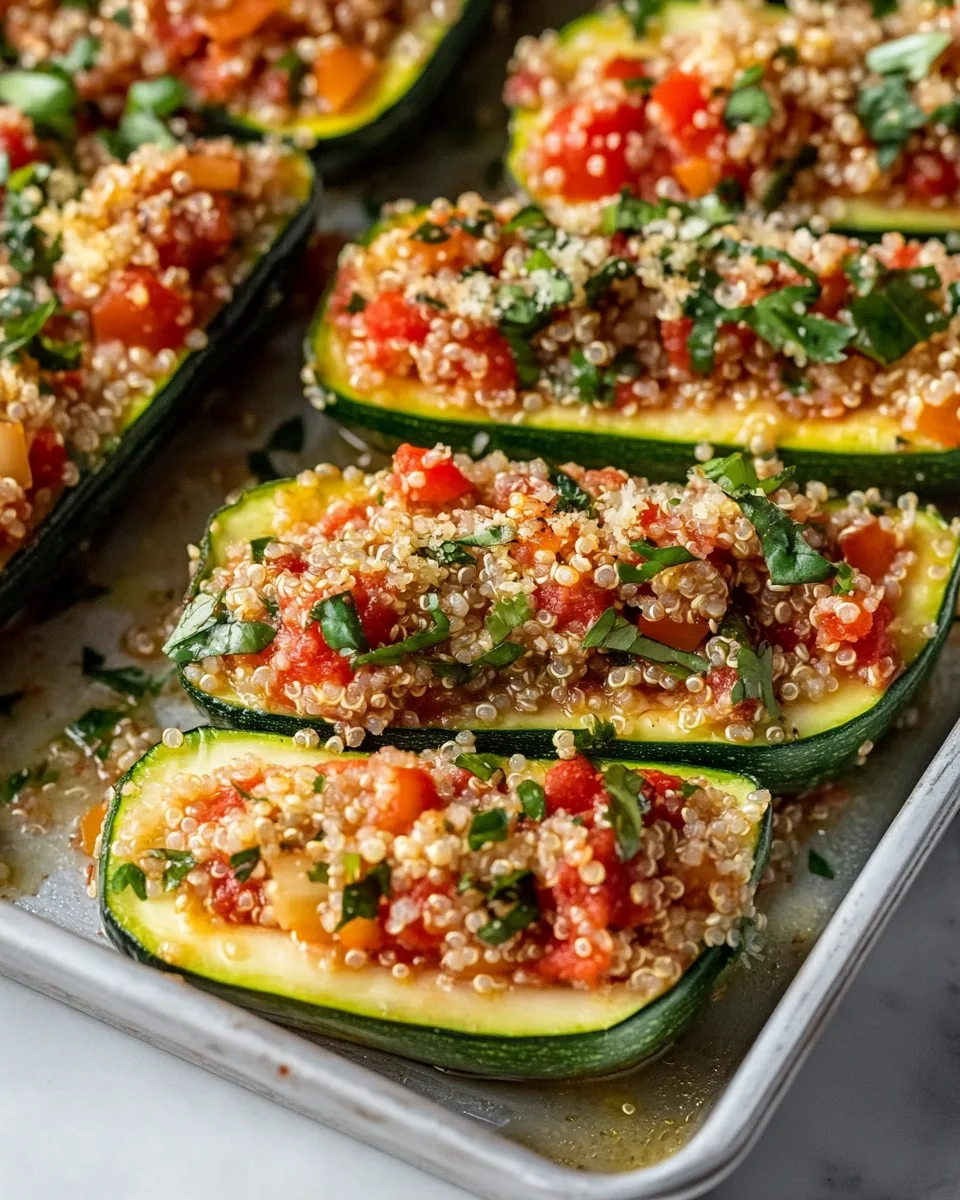 Bruschetta Quinoa Zucchini Boats