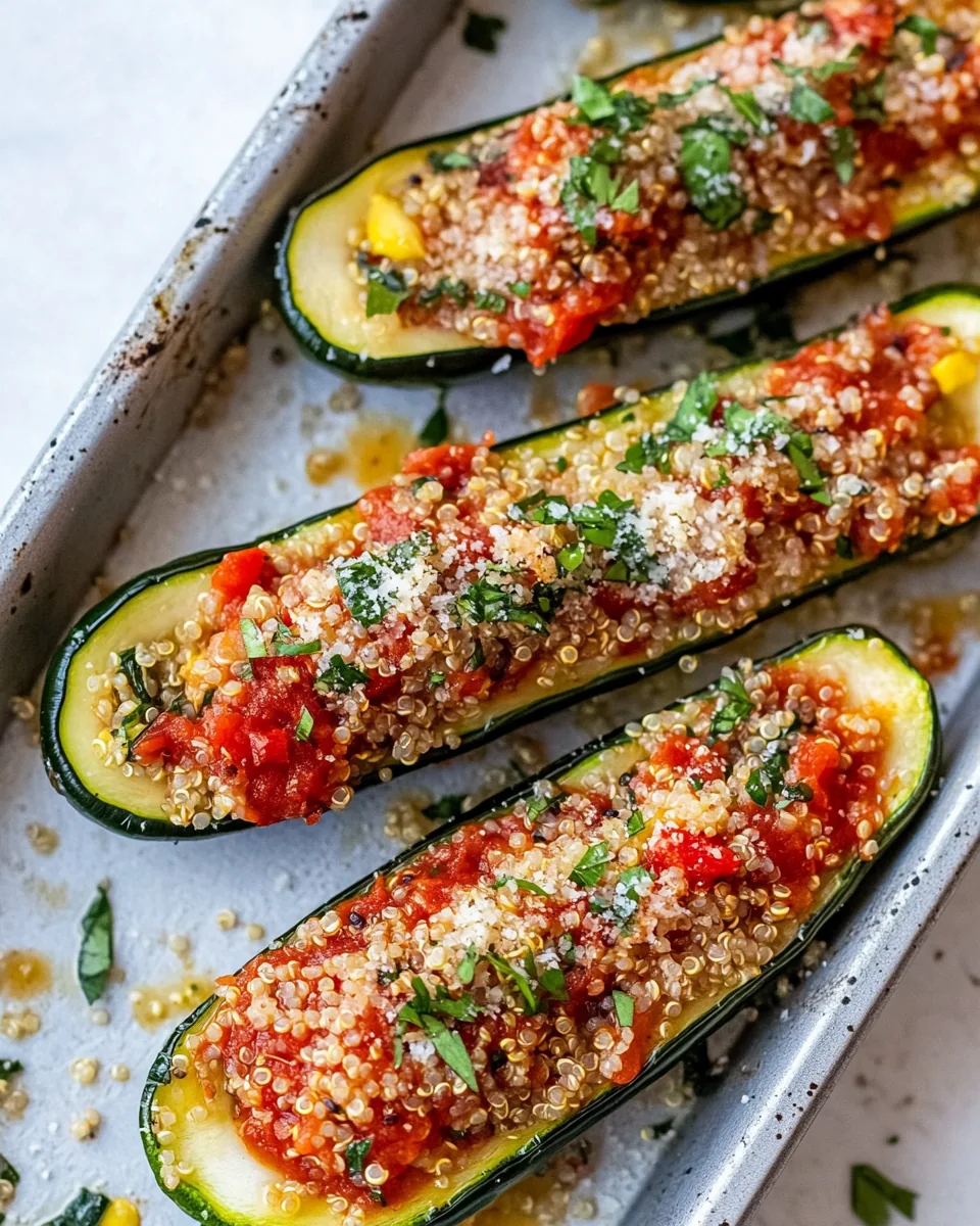Bruschetta Quinoa Zucchini Boats
