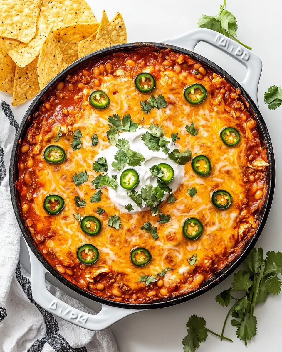 Bubbly Hot Chicken Enchilada Bean Dip