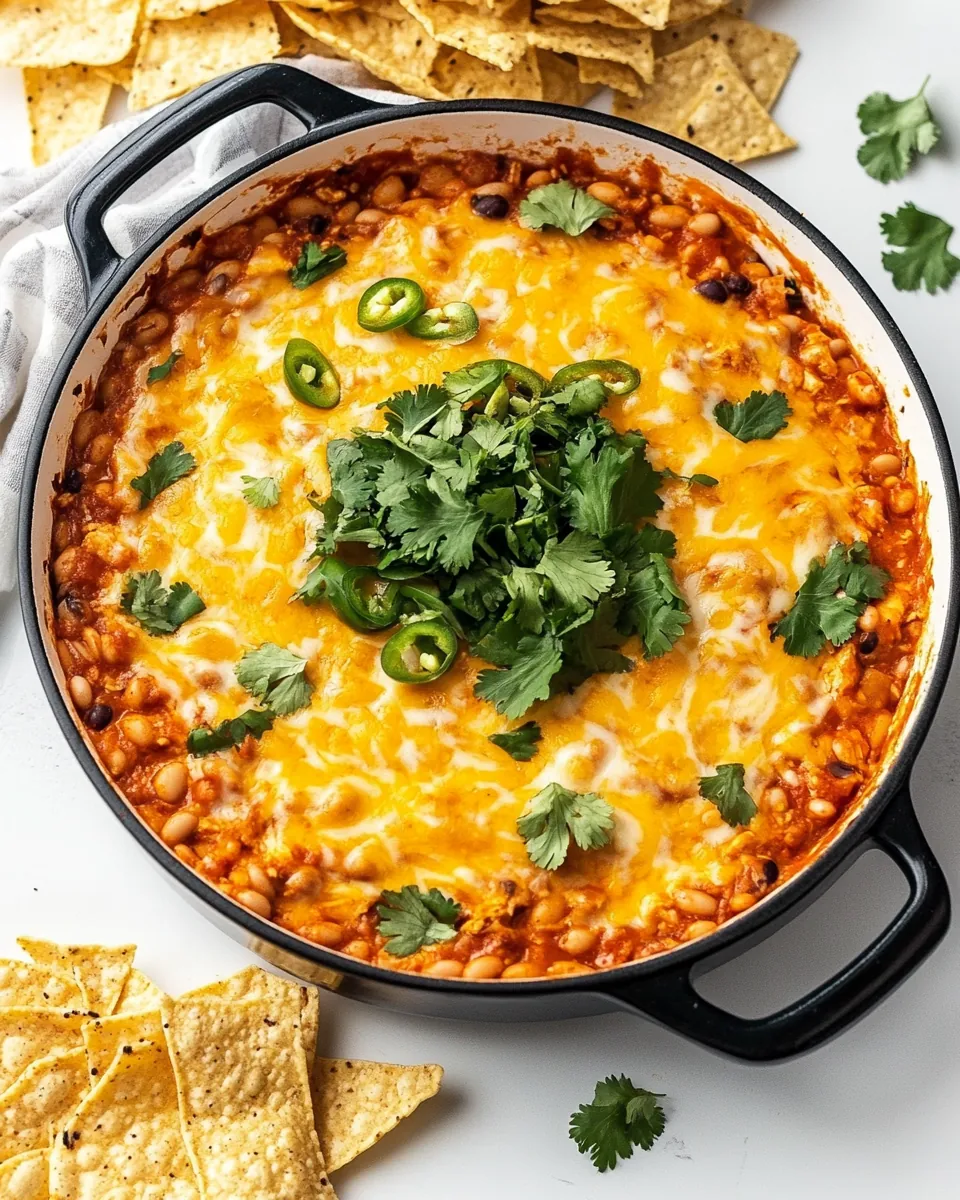 Bubbly Hot Chicken Enchilada Bean Dip