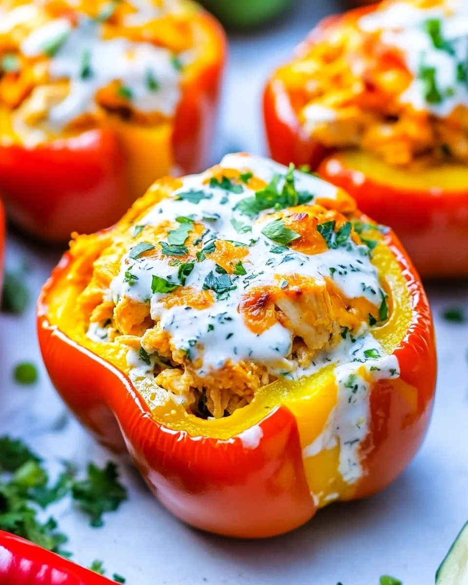 Buffalo Chicken Stuffed Peppers