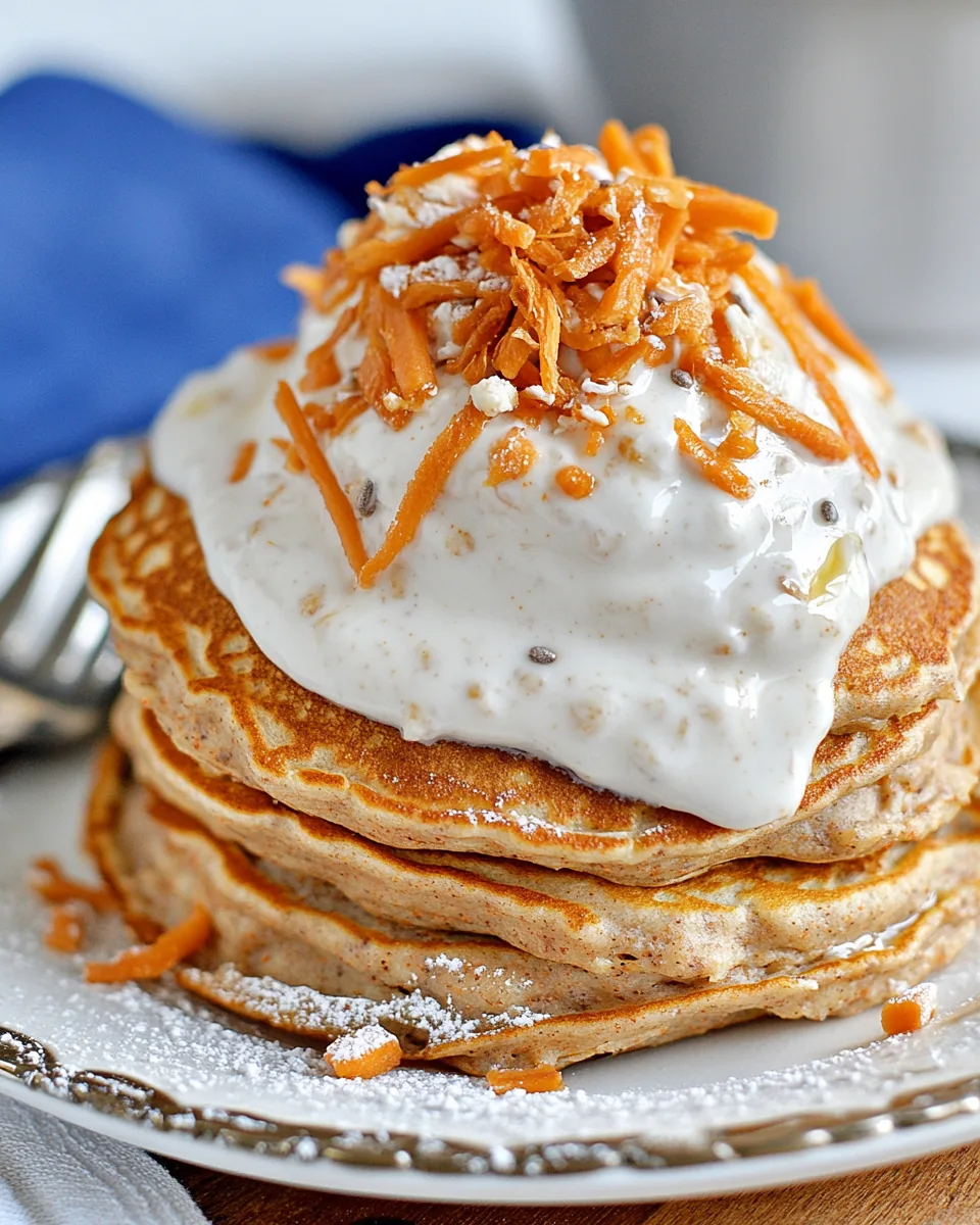 Carrot Cake Protein Pancakes Topped with Honey Yogurt