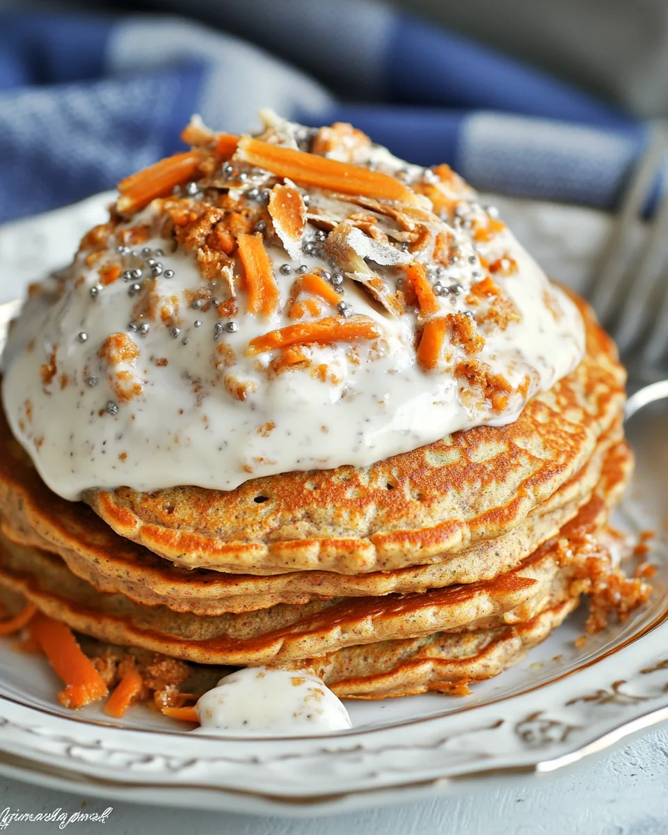 Carrot Cake Protein Pancakes Topped with Honey Yogurt