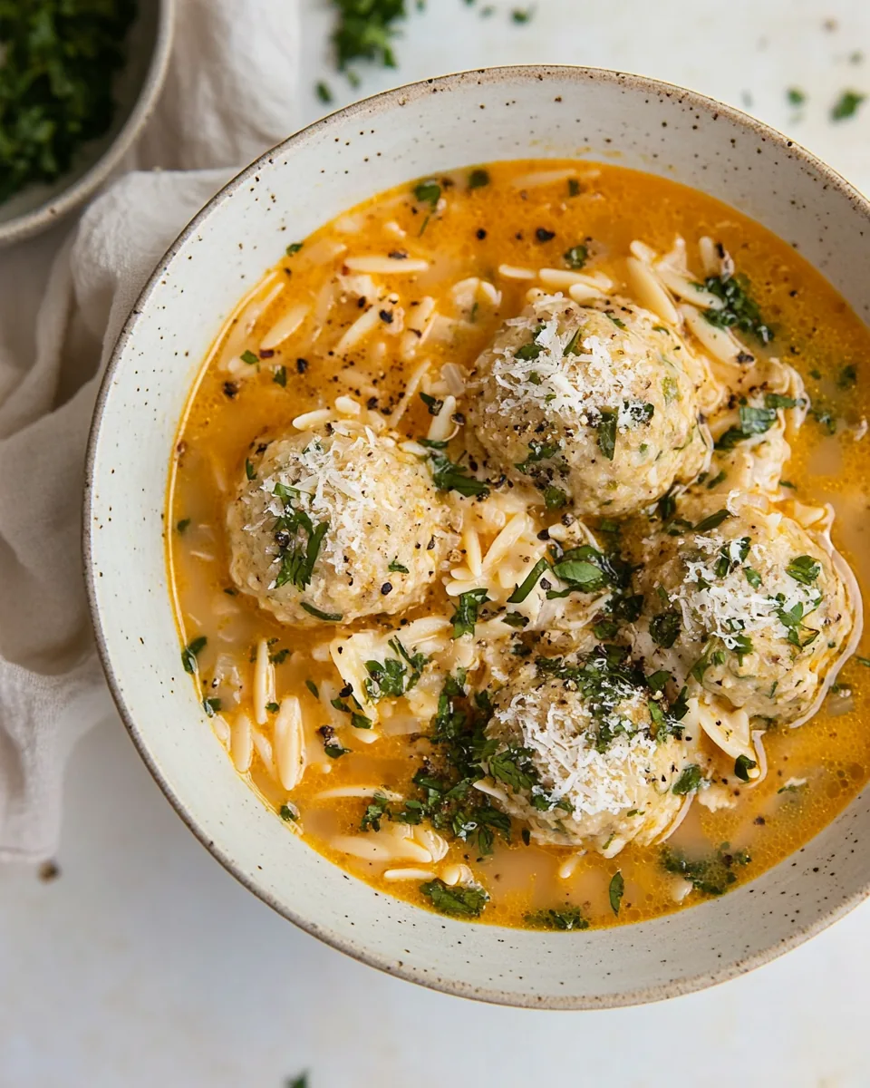 Chicken Meatball Orzo Soup