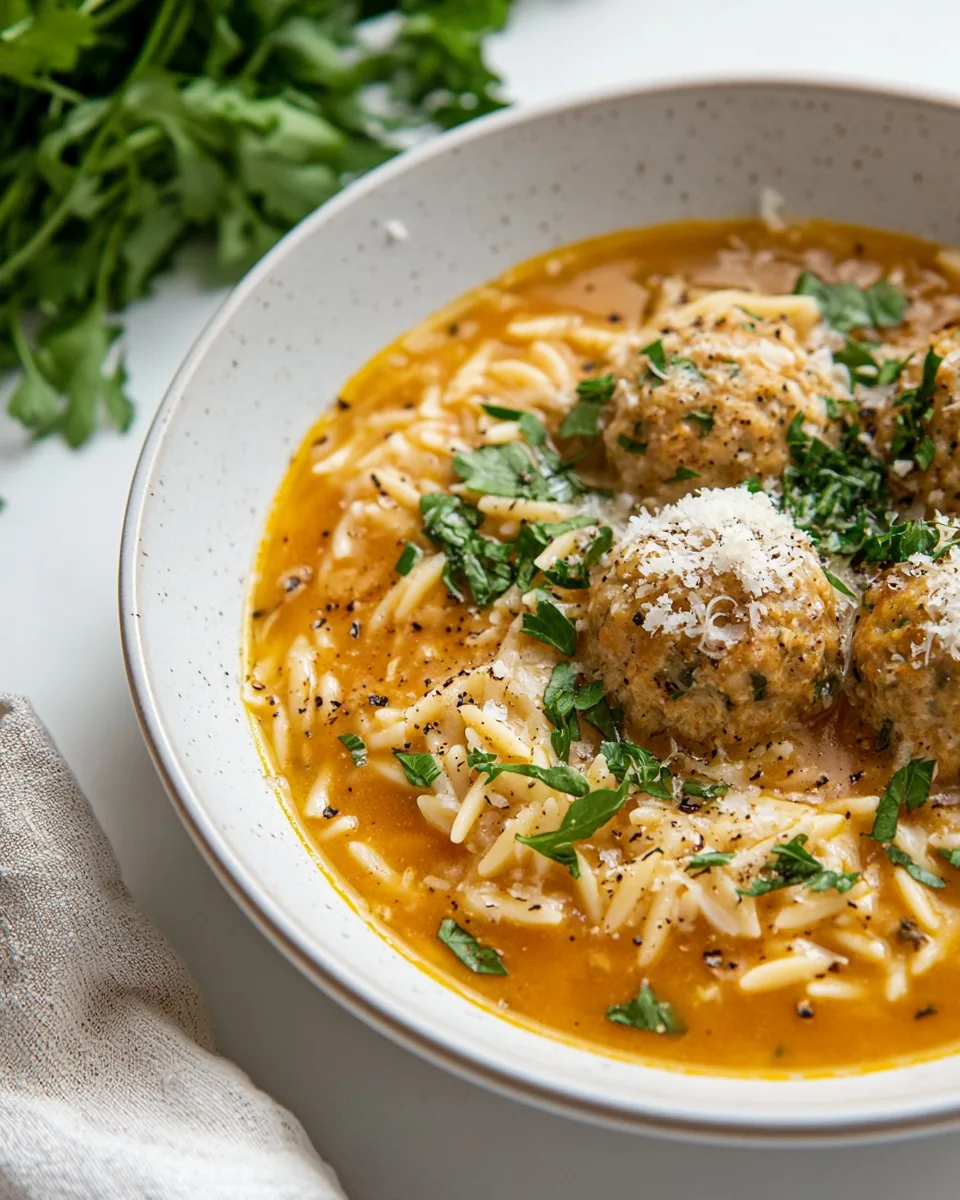 Chicken Meatball Orzo Soup