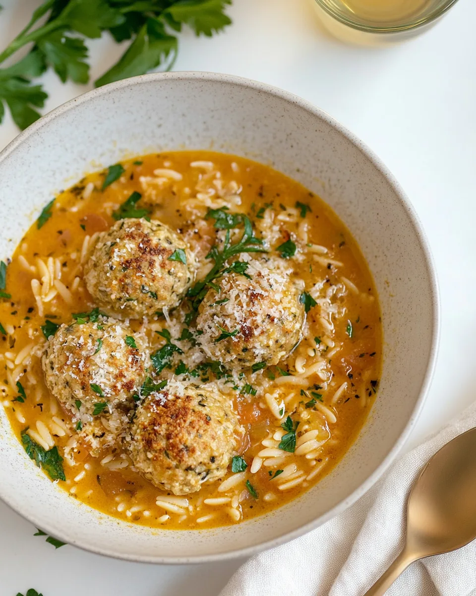 Chicken Meatball Orzo Soup