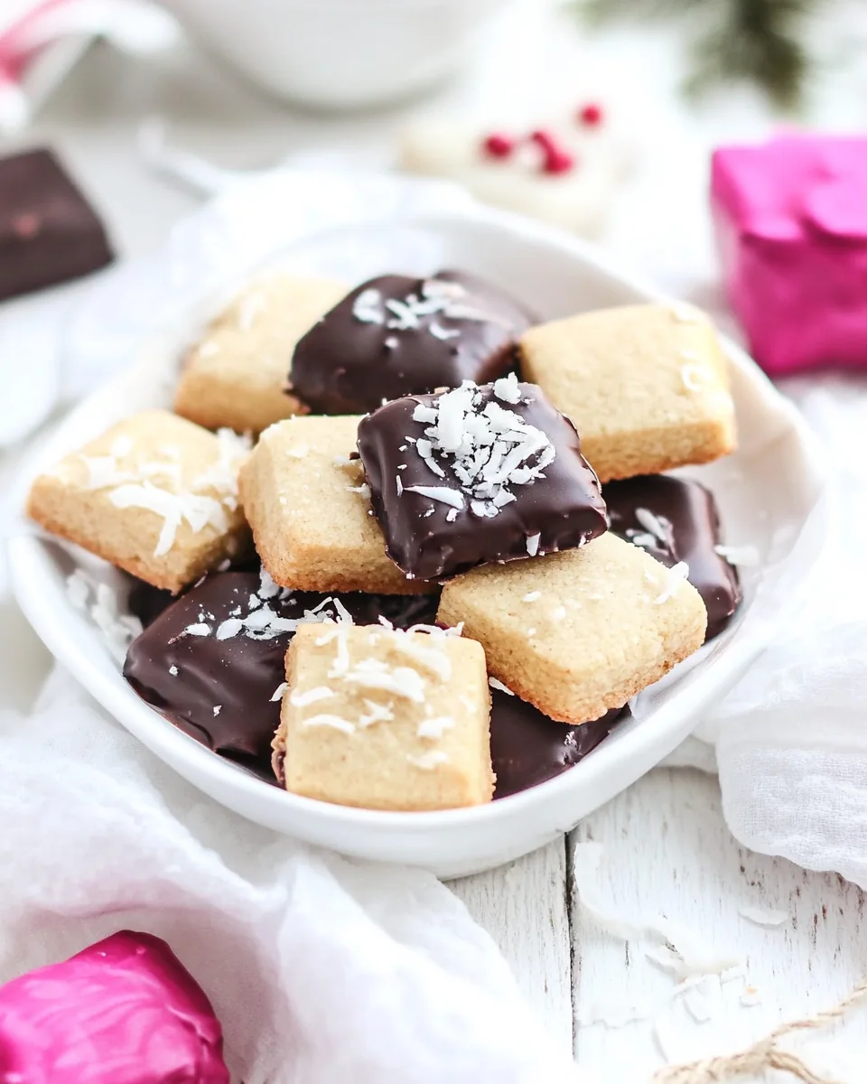 Chocolate Dipped Coconut Shortbread Cookies