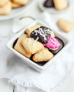 Chocolate Dipped Coconut Shortbread Cookies