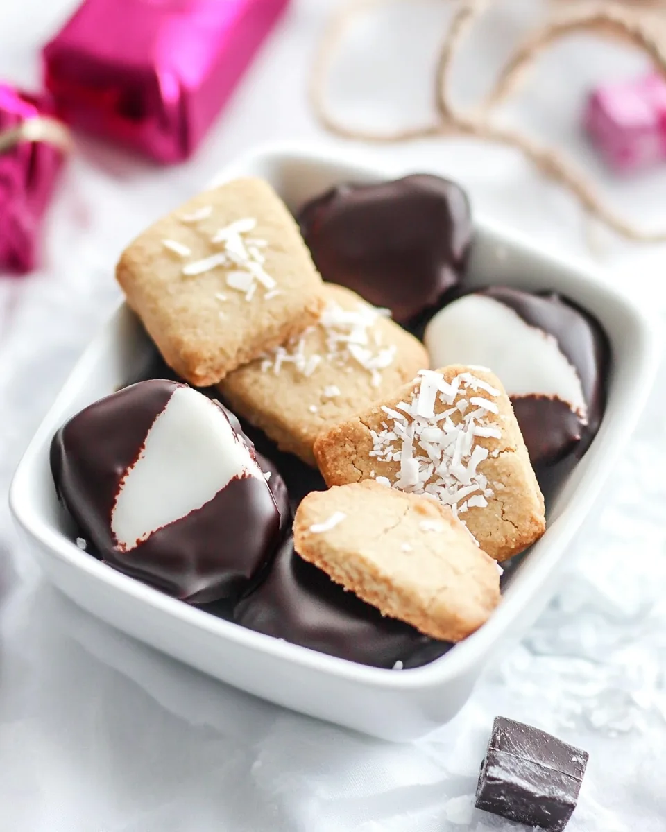 Chocolate Dipped Coconut Shortbread Cookies