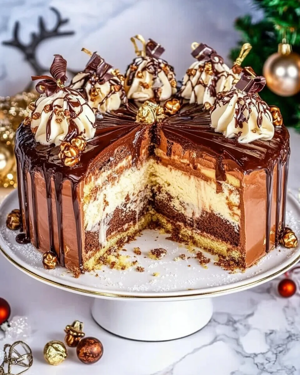 Chocolate Hazelnut Christmas Layered Ice Cream Cake