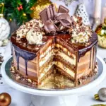 Chocolate Hazelnut Christmas Layered Ice Cream Cake