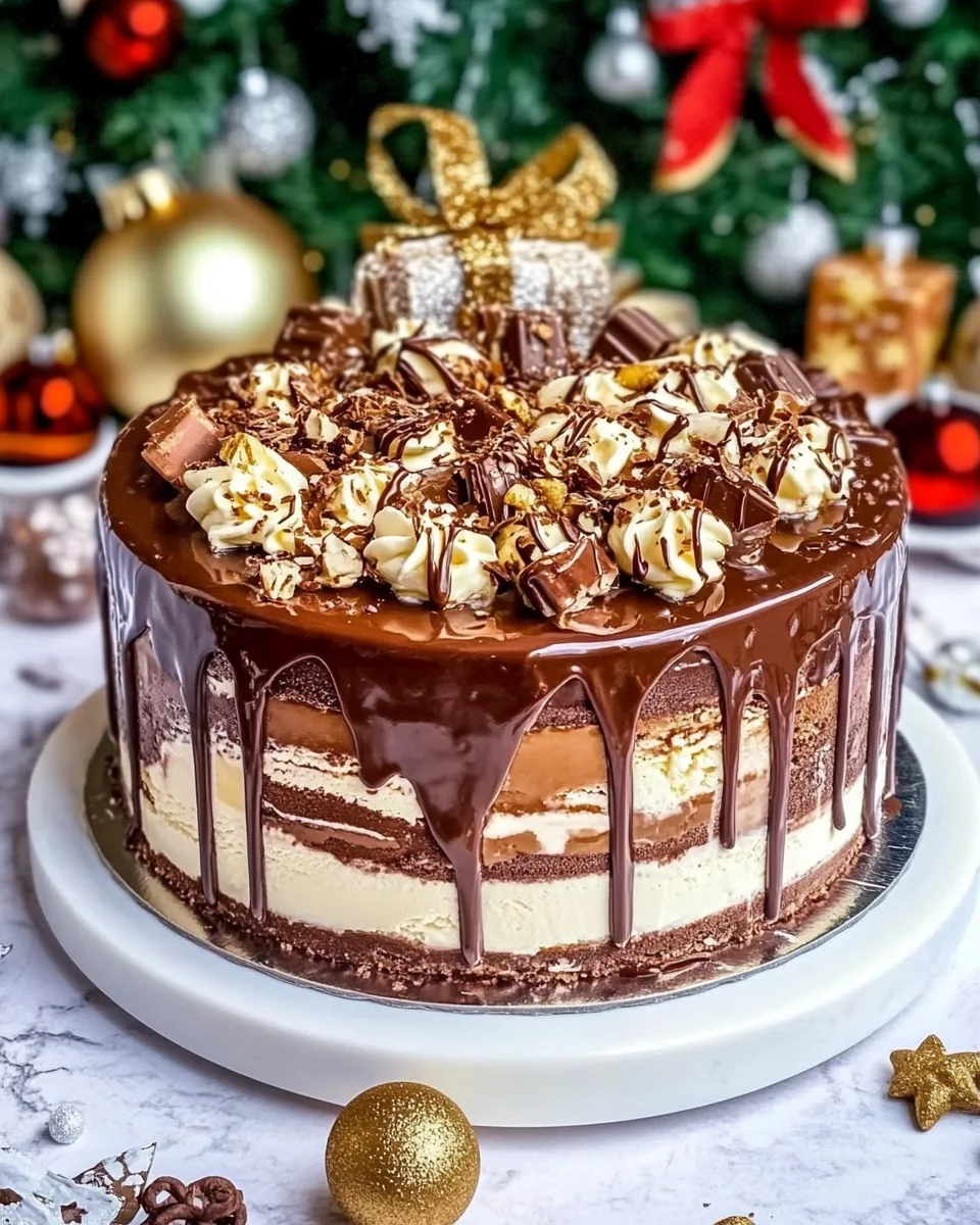 Chocolate Hazelnut Christmas Layered Ice Cream Cake