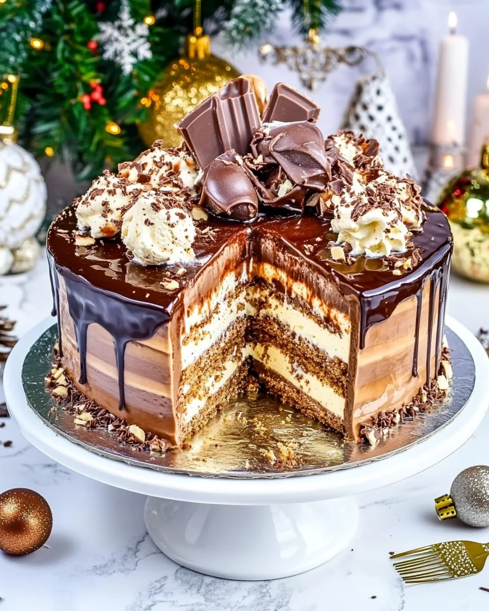 Chocolate Hazelnut Christmas Layered Ice Cream Cake