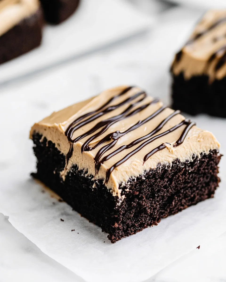 Chocolate Sheet Cake with Peanut Butter Frosting