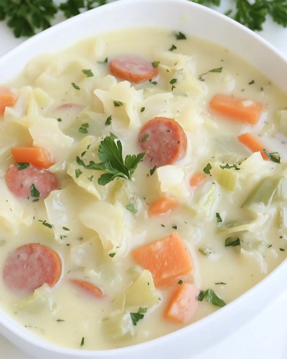 Creamy Cabbage and Kielbasa Soup