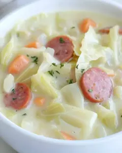 Creamy Cabbage and Kielbasa Soup