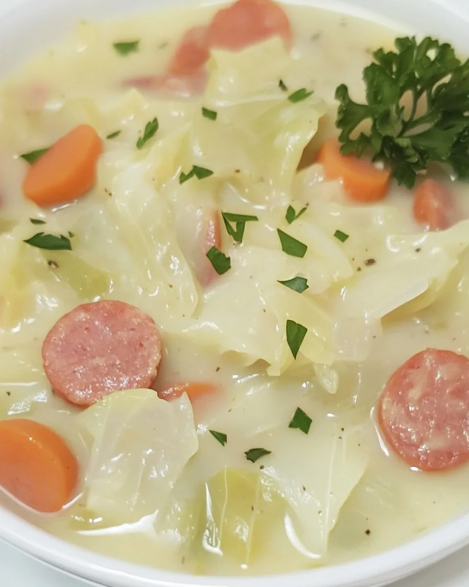 Creamy Cabbage and Kielbasa Soup