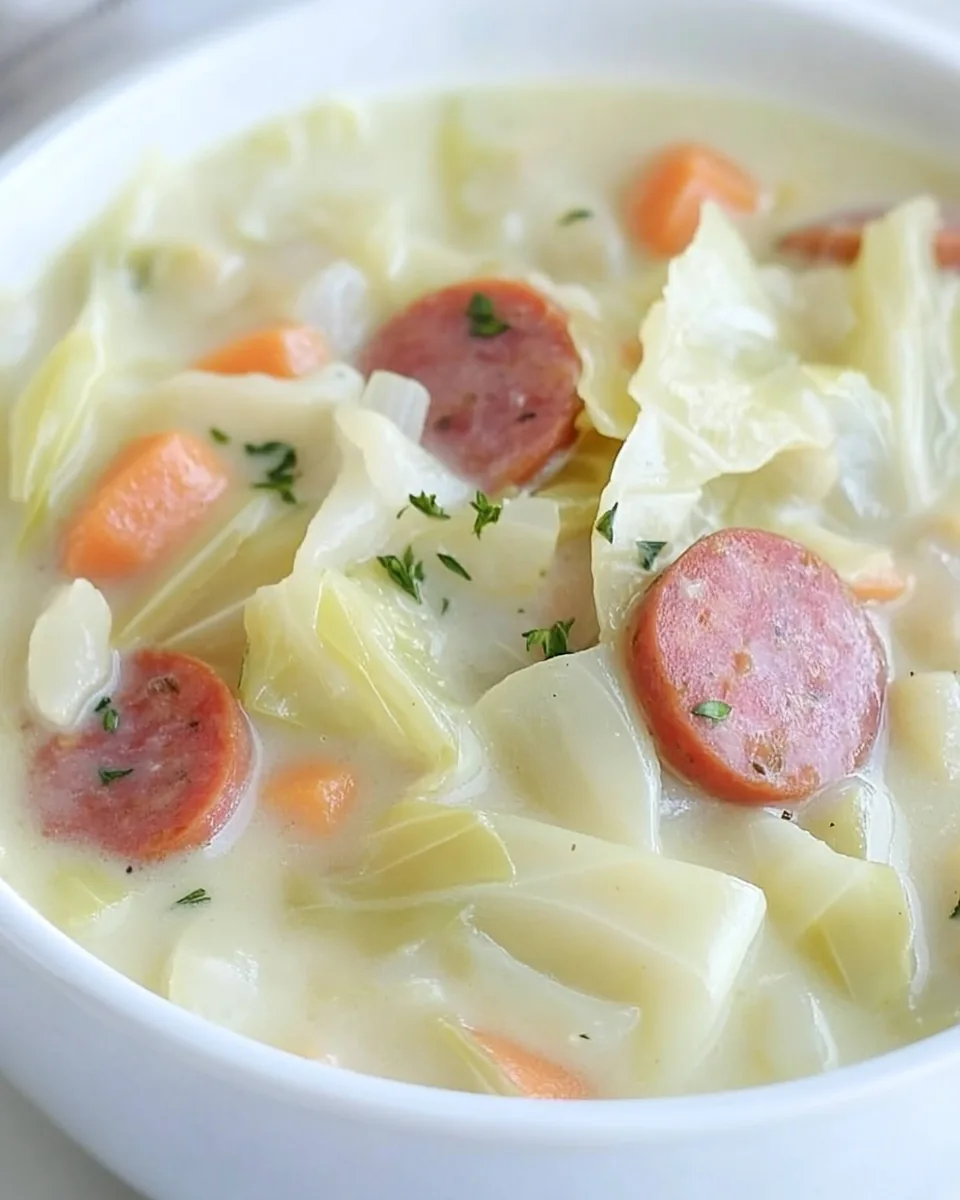 Creamy Cabbage and Kielbasa Soup