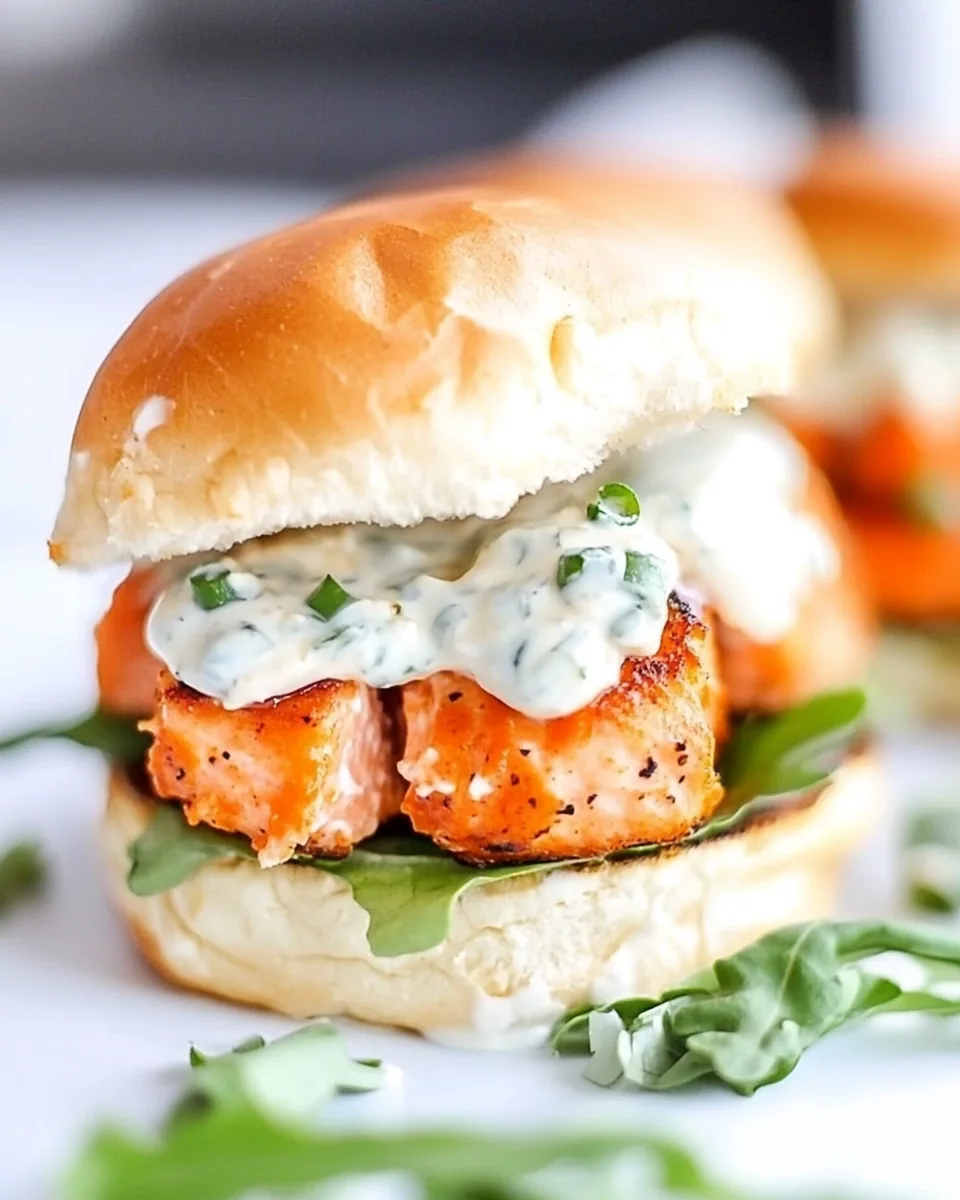 Crispy Buffalo Style Salmon Sliders