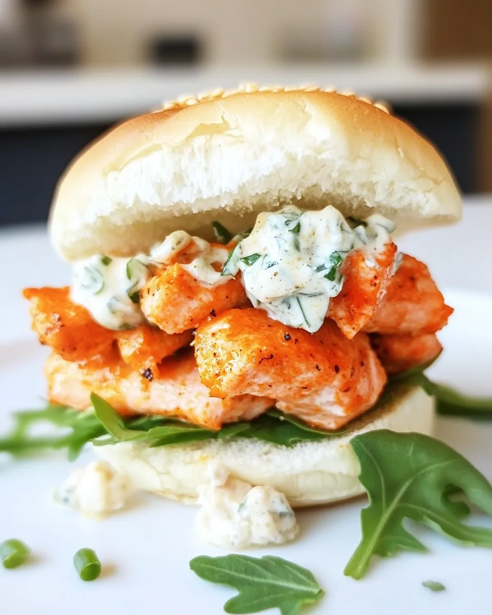 Crispy Buffalo Style Salmon Sliders