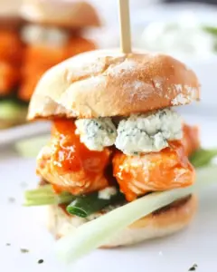 Crispy Buffalo Style Salmon Sliders