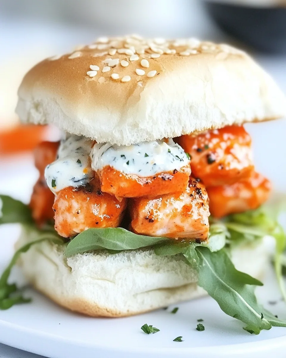 Crispy Buffalo Style Salmon Sliders
