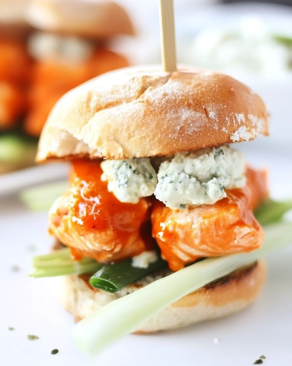 Crispy Buffalo Style Salmon Sliders