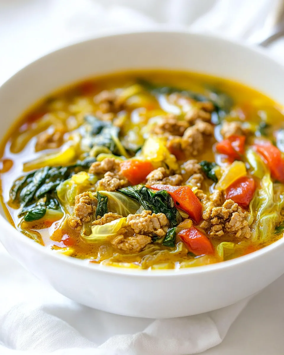 Curry Ground Turkey Cabbage Soup