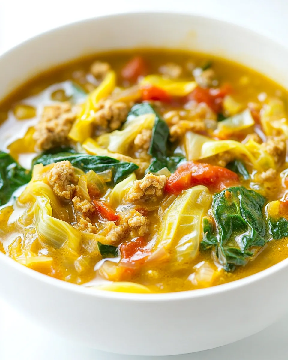 Curry Ground Turkey Cabbage Soup
