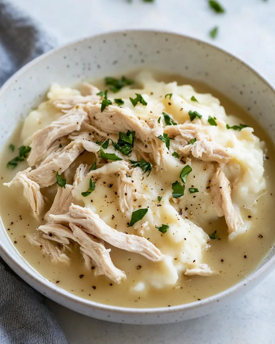 Easy 3 Ingredient Shredded Chicken and Gravy