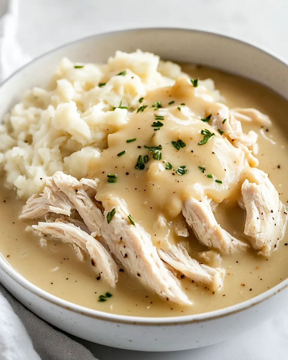 Easy 3 Ingredient Shredded Chicken and Gravy