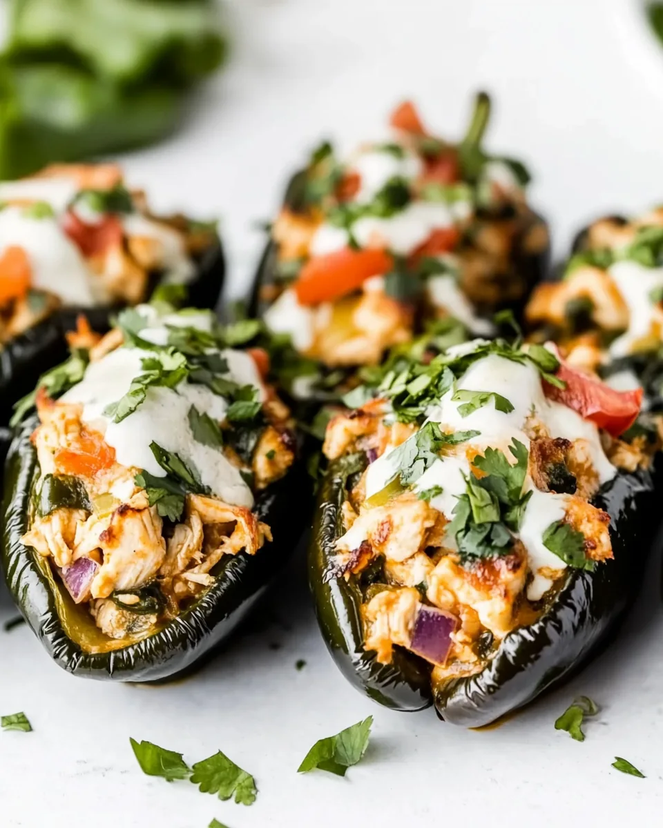 Easy Chicken Stuffed Poblano Peppers