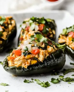 Easy Chicken Stuffed Poblano Peppers