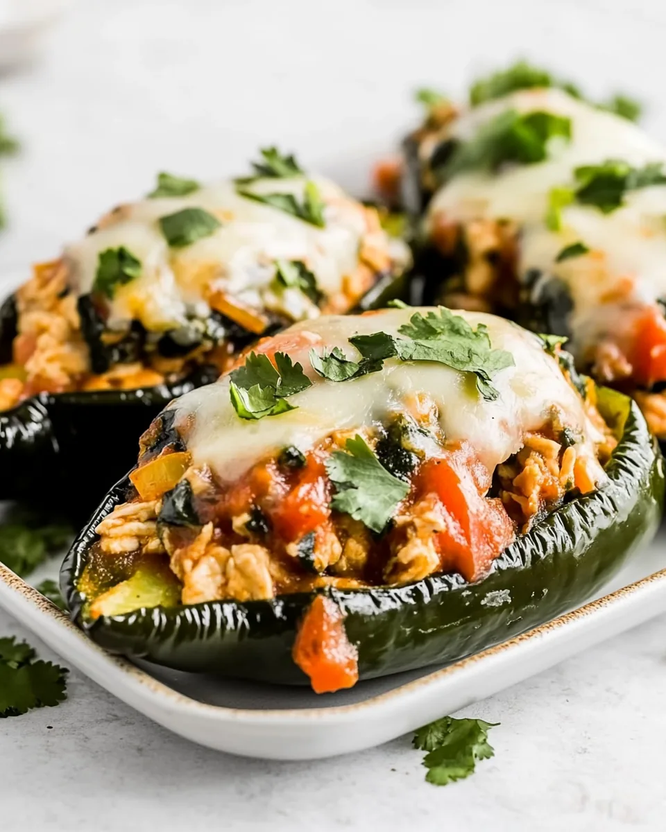 Easy Chicken Stuffed Poblano Peppers