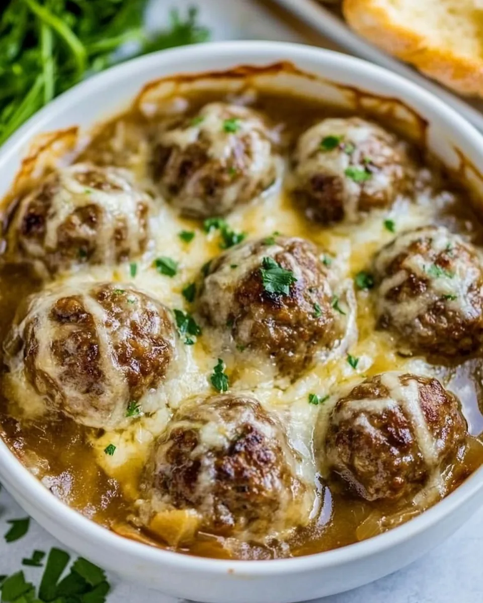 French Onion Meatballs