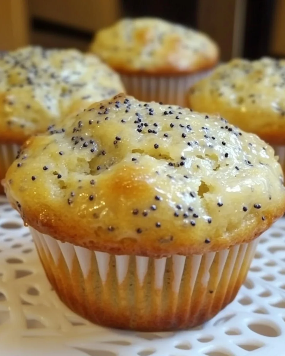 Glazed Greek Yogurt Lemon Poppyseed Muffins