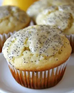 Glazed Greek Yogurt Lemon Poppyseed Muffins