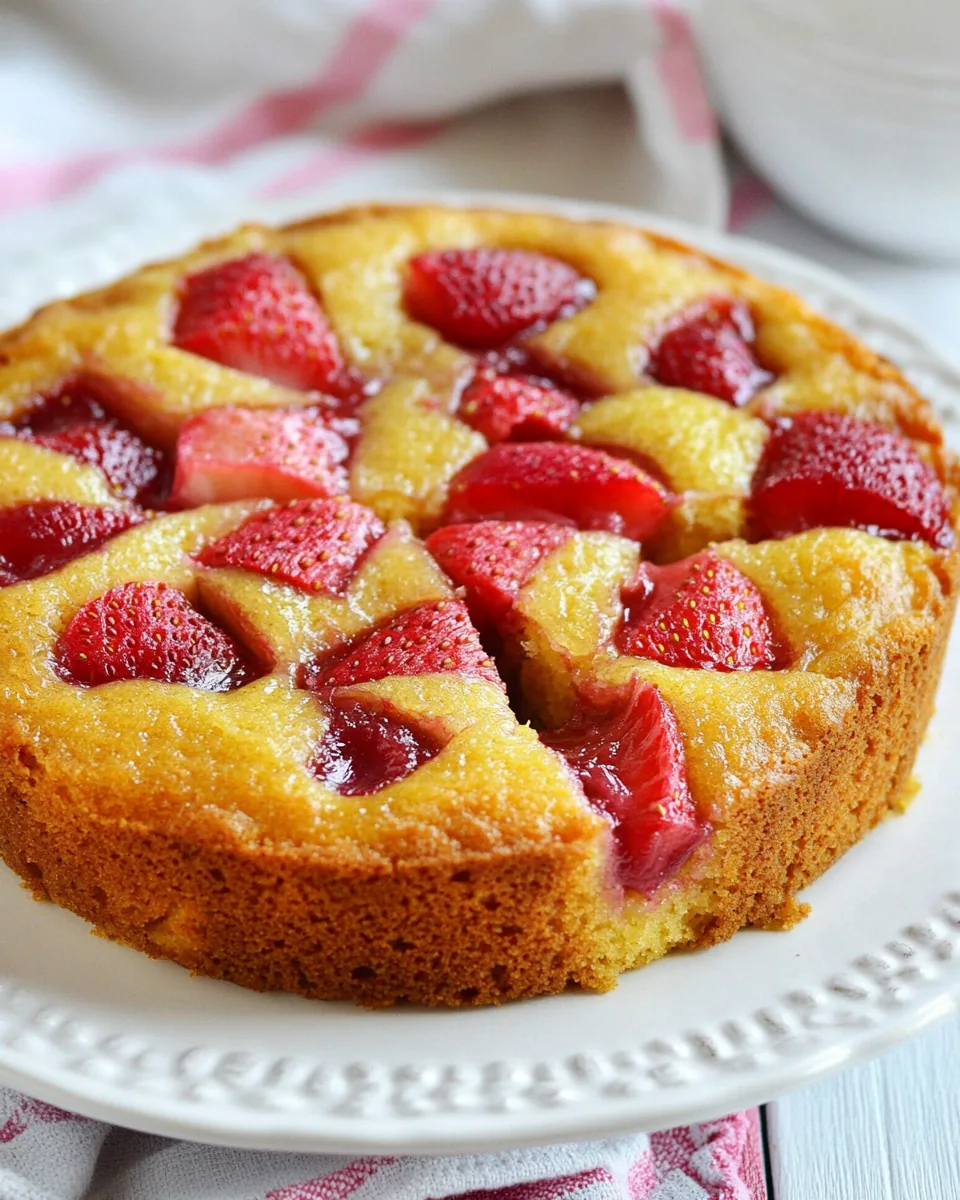 Gluten Free Strawberry Rhubarb Upside Down Cake