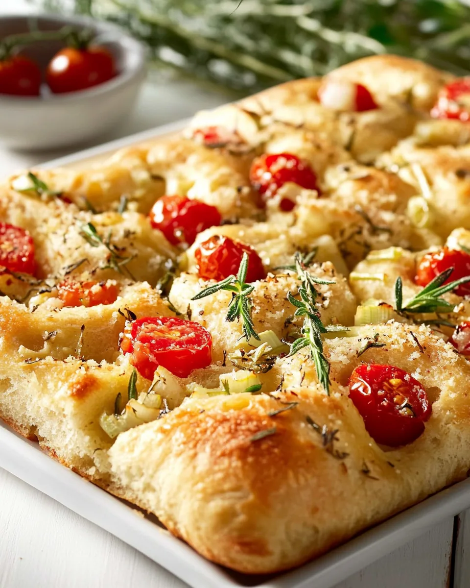 Gluten Free Tomato and Leek Focaccia