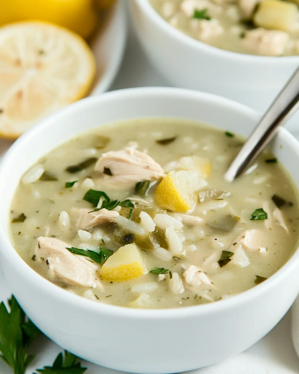 Greek Lemon Chicken Rice Soup